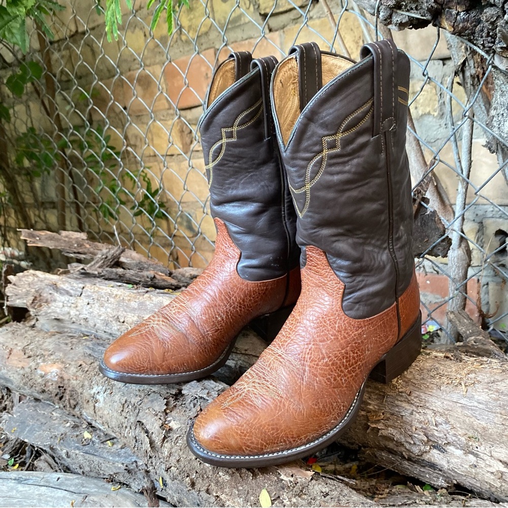♠️Men's Two-Tone Brown Western Cowboy Boots